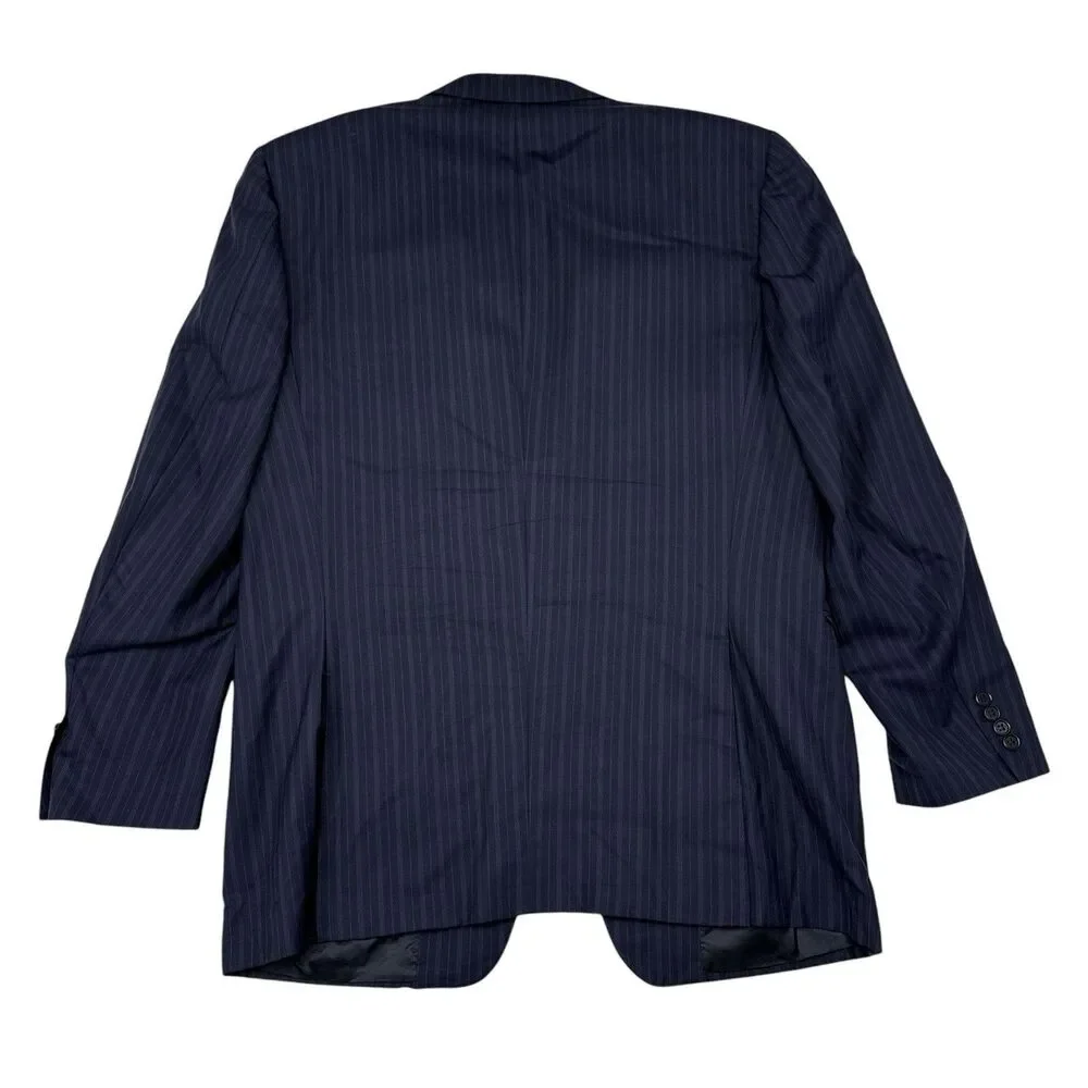 Canali Blazer Jacket Mens Size 42 R Navy Blue Wool Pinstripe‎ Made in Italy